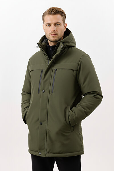 D1fference Su ve Rüzgar Geçirmez Jel Elyaflı İçi Astarlı Cepli Kapüşonlu Parka Kaban Mont