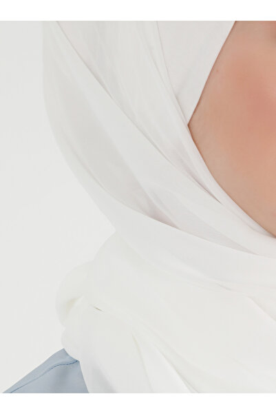 Ecardin Επίπεδο σάλι από ύφασμα σιφόν Boneli - St 393 Λευκό