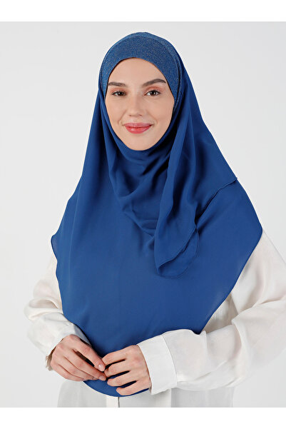 Ecardin شال كريب لامع مريح - أزرق ساكس - St 098