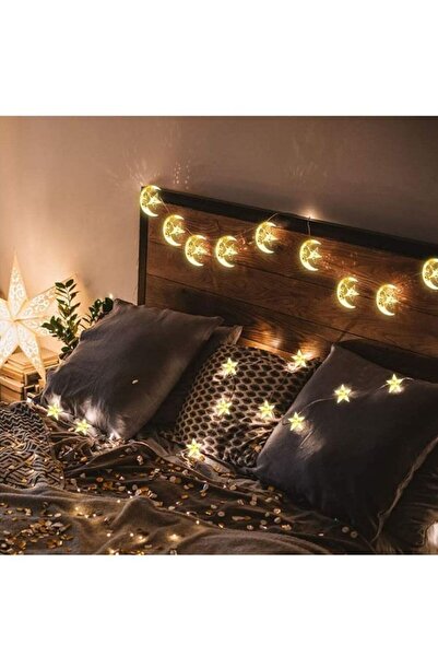 fulina LED Decorative Light, Star and Moon Chandelier, Fairy Lamp Warm White Three-Function Battery-Powered