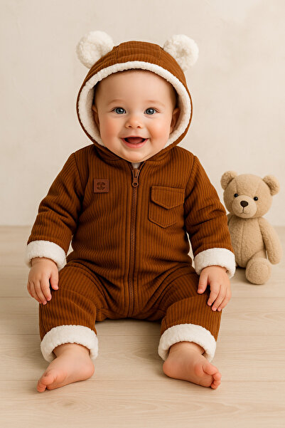 AKİ MODA KİDS kız erkek kii astronot tulum kapüşünlu welsoft içi kadife dişi ...