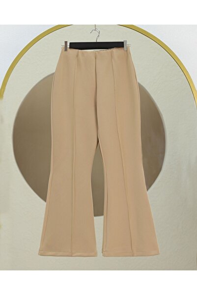 Modamorfo Іспанські штани з еластичним поясом і лайкрою - бежеві