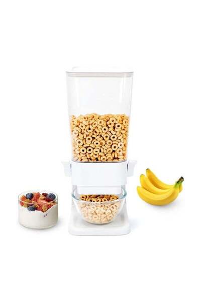 fulina Cereal Dispenser Countertop, Large Capacity Rice Dispenser Cereal Container Storage (5500ml) (White)