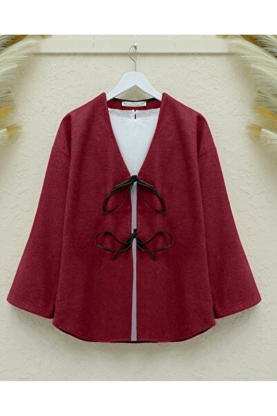 Modamorfo Lace front oval cut kimono with pattern - burgundy