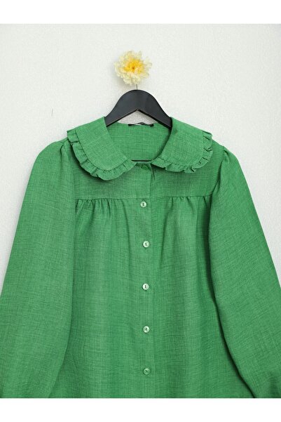Modamorfo Baby Collar Buttoned Tunic -A.Green