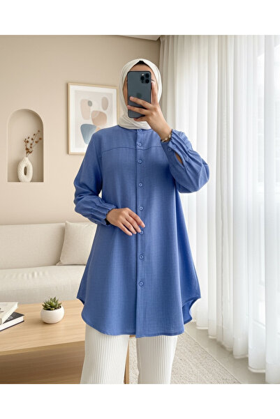 Modamorfo Сорочка з драпірованими рукавами та овальним вирізом - індиго