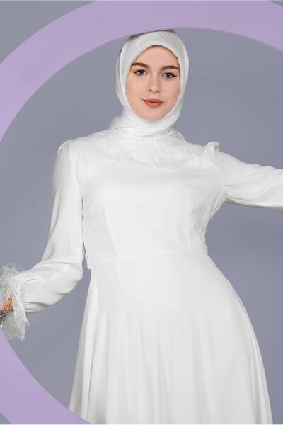 Alvina Lace Detailed and Bead Embroidered Dress 40691