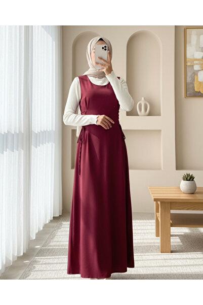 Modamorfo Side-Tied Double Fabric Gilet - Burgundy