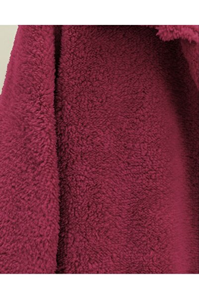 Modamorfo Plush Jacket with Button Pockets - Claret Red