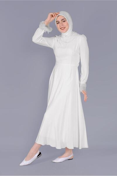 Alvina Lace Detailed and Bead Embroidered Dress 40691