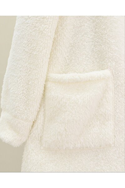 Modamorfo Buttoned plush jacket with pockets - ecru