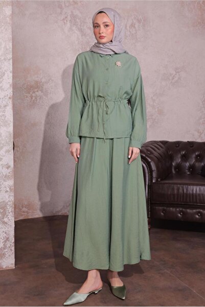 TRENDTESETTÜR Green Mint Brooched Skirt Suit - Women's t 9274