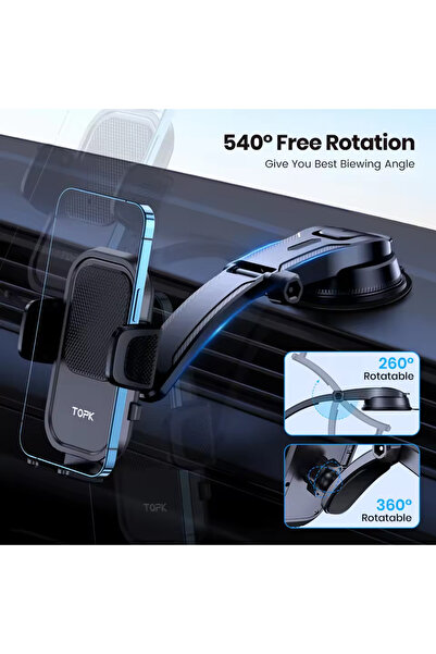 Choice حامل هاتف السيارة المتطور TOPK للوحة القيادة - حامل لوحة القيادة، يناسب جميع الهواتف الذكية