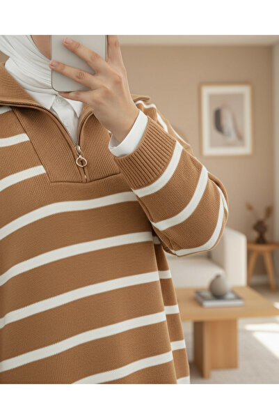 Modamorfo Πλεκτό τούνικ με φερμουάρ μισό λαιμό - βιζόν