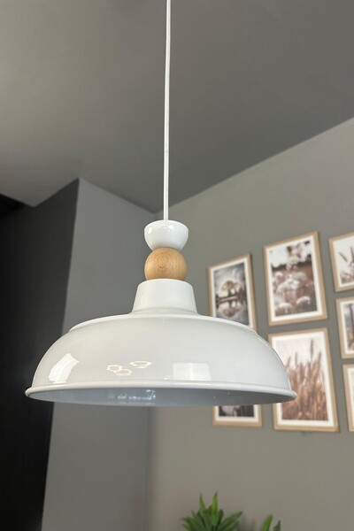 Bamyum Veluna Beyaz Tekli Ahşap Kafa Başlık Avize Retro Sarkıt Ofis Showroom ...