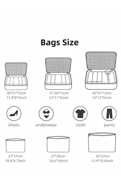 Generic 12 PCS Travel Storage Bag Set Multi-functional Clothing Sorting Packages Travel Packing Organizor