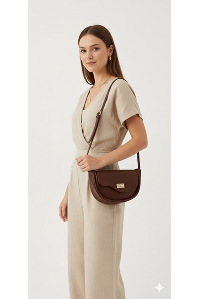 Elory Grace Dámská hnědá taška přes rameno Slant – nová sezóna, speciální střih, nastavitelný popruh