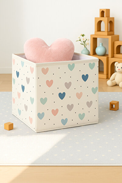 LUXWAY HOME Healt Desenli Kapaksız Çok Amaçlı Düzenleyici Oyuncak Saklama Kutusu 30x30x30