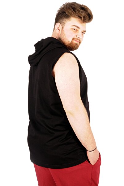 ModeXL Mode Xl Великий розмір Чоловічий безрукавний капюшон Basic 21125 Чорний