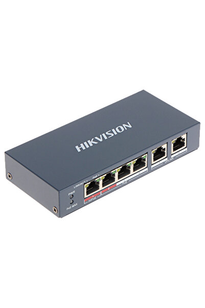 Hikvision Switch cu 4 porturi PoE+, 2 porturi uplink - DS-3E0106HP-E