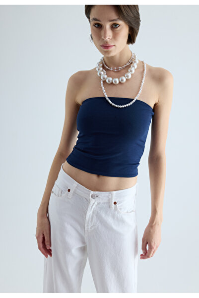 TUBİA Γυναικεία μπλούζα στράπλες Navy Blue