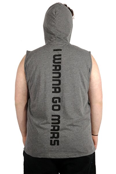 ModeXL Mode Xl Plus Size Men's Sleeveless Hoodie So What 21126 Antramelange