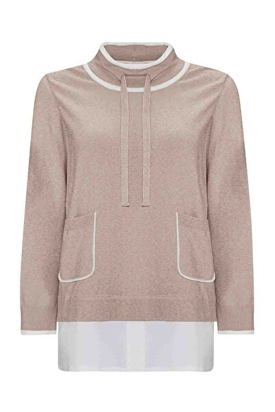 MISS DALIDA Yakası Büzgülü Cepli Triko Vizon Tunik