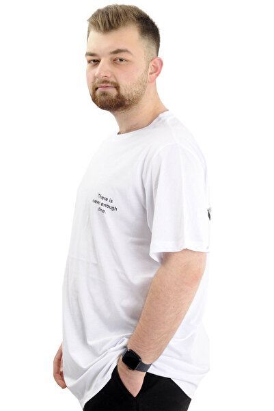 ModeXL Чоловіча футболка з велосипедним коміром і принтом - Mode XL, біла, TIME U24036