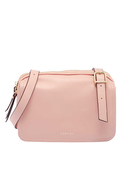 Tergan Pembe Hakiki Deri Kadın Çapraz Askılı Çanta - S23K1BC80167-U5E