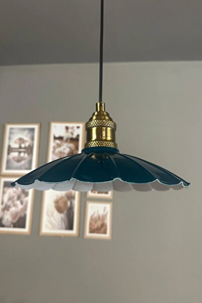 Bamyum Risso Deniz Yeşili Metal Avize Tekli Lale Başlık Mutfak Modern Dekorat...