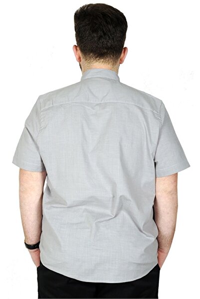 ModeXL Mode Xl Large Size Men's Short Sleeve Stand Collar 20387 Gray
