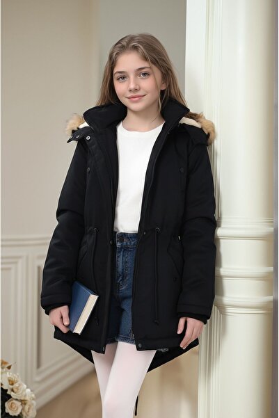 Your Consent معطف شتوي بناتي سميك من الداخل مصنوع من الصوف الطويل