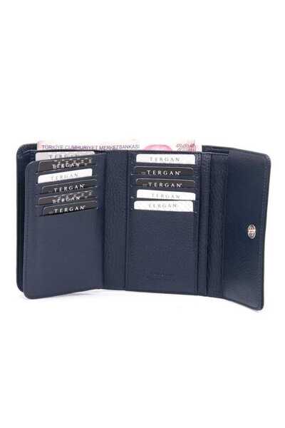 Tergan Navy Blue Genuine Leather Women's Wallet - S1Cb00005730-I91