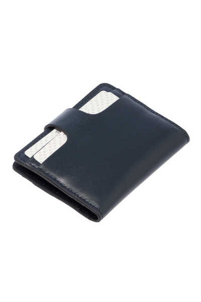 Tergan Navy Blue Genuine Leather Unisex Credit Card Holder - S1Kk00001653-O15