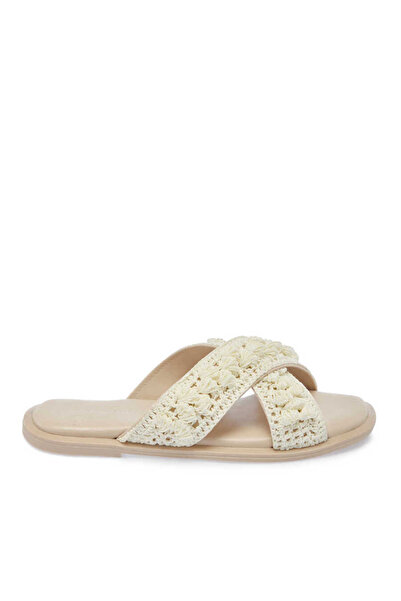 Tergan Ekru Vegan - Tekstil Kadın Terlik - K24Y1TR67082-M01