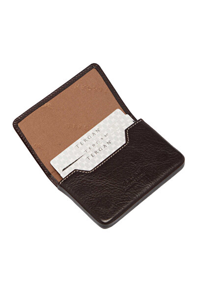 Tergan Brown Genuine Leather Unisex Card Business Card Holder - S1Kv00001546-A98