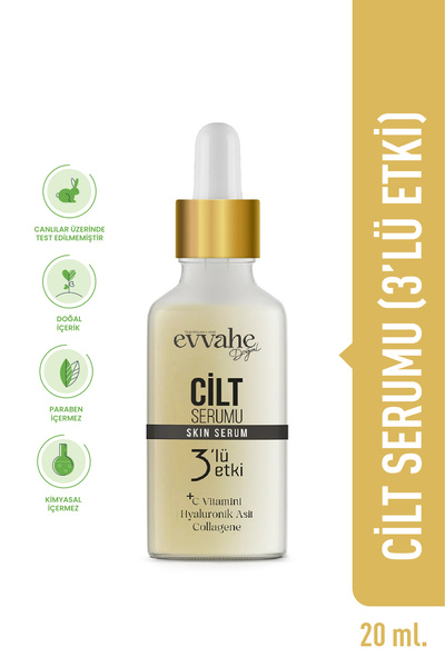 EVVAHE DOĞAL C vitamini, Hyaluronik Asit Collagene (3lü etkili Cilt Serumu)