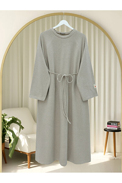 Modamorfo Tie-Waist Round Neck Thessaloniki Dress - Beige