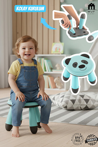 Genel Markalar Panda Desenli Renkli Sevimli Çocuk Taburesi Banyo Yükseltici Bebek Çocuk Sandalyesi