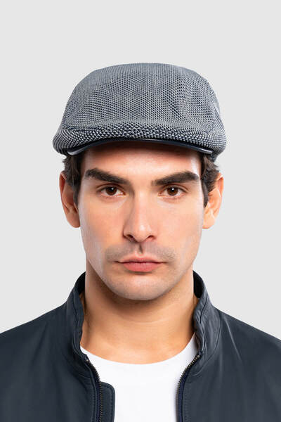 Tamer Tanca Ανδρικό καπέλο από δέρμα & υφασμάτινο Navy Blue