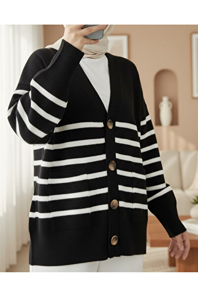 Modamorfo Ζακέτα διπλής τσέπης με ριγέ κουμπιά