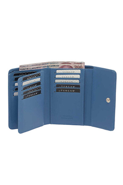Tergan Blue Genuine Leather Women's Wallet - S1Cb00005788-I92