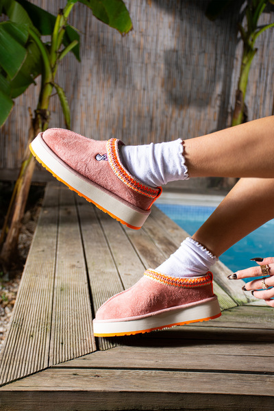 TexFoot Valentine Suede Fur Lined Colorful Sole Tazz Slippers