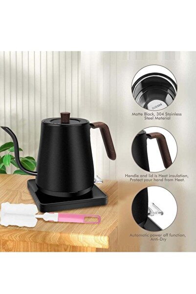 JOYZZZ Electric Gooseneck Ketle, 1000W, Stainless Steel, for Pour-Over