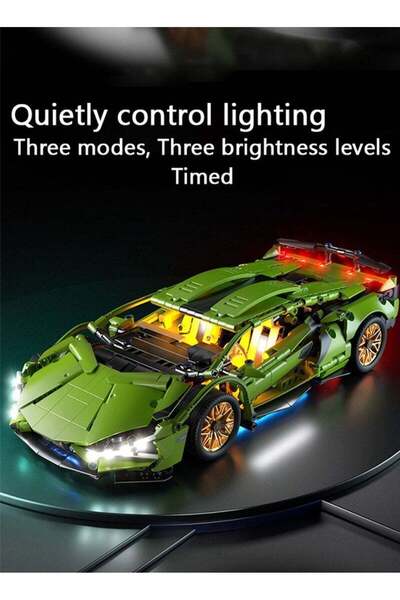 Generic Supercar Building Block Toy with Lights, 1:14 Scale, App & Remote Control