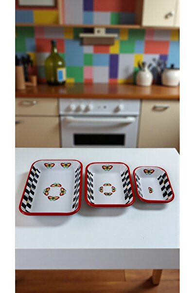 İnci Emaye 28-22-13 طبق رباعي بدون طلاء للمقبلات والوجبات الخفيفة والتخييم والنزهة