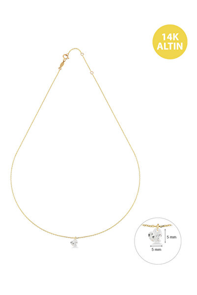 KURSHUNI Shining Heart (Tekli), 14 Ayar Altın Kolye