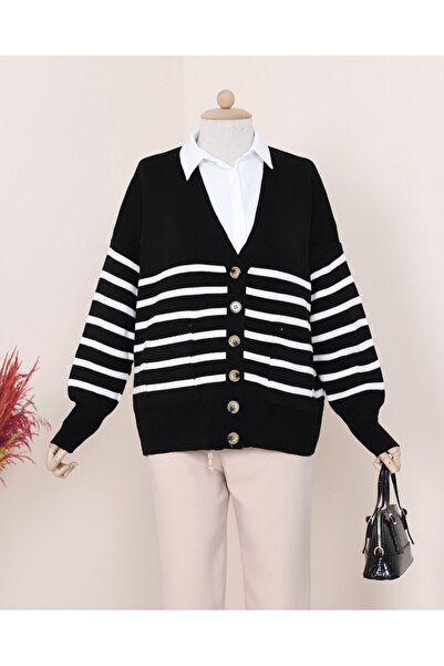 Modamorfo Ζακέτα διπλής τσέπης με ριγέ κουμπιά