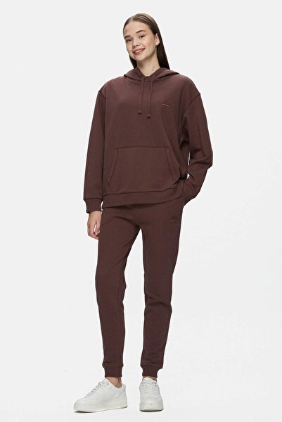 UCLA JATAVIA Καφέ Φούτερ με ελαστικό κάτω μέρος με κέντημα Standard Fit Γυναικείο Φούτερ