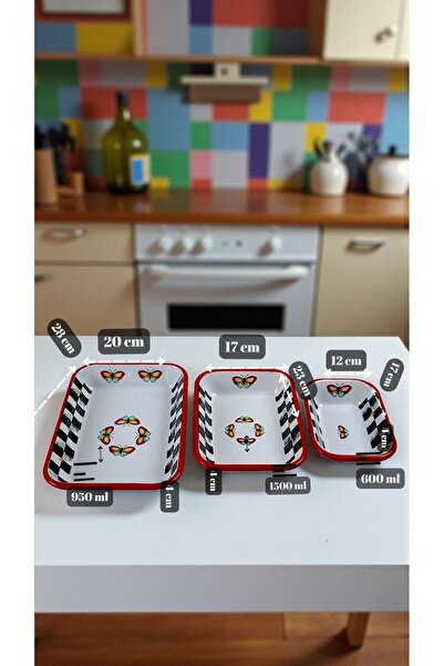 İnci Emaye 28-22-13 طبق رباعي بدون طلاء للمقبلات والوجبات الخفيفة والتخييم والنزهة